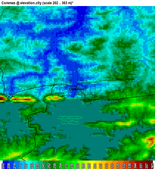 Coremas elevation map