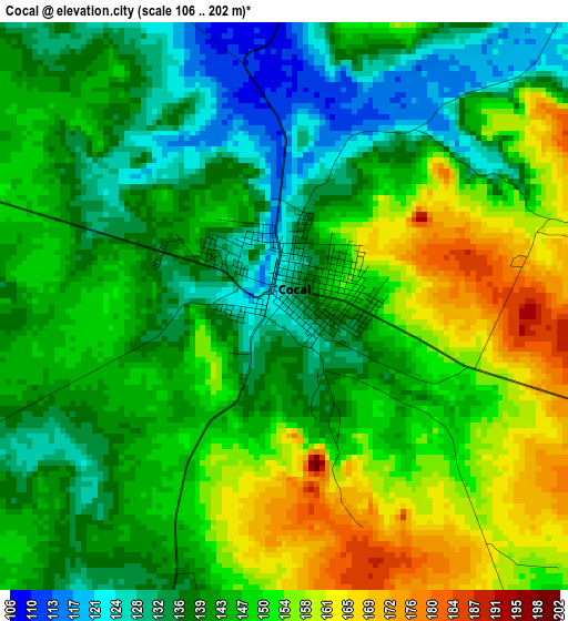 Cocal elevation map