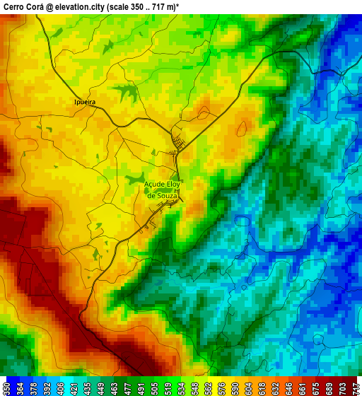 Cerro Corá elevation map