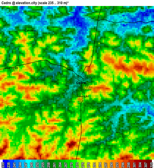 Cedro elevation map