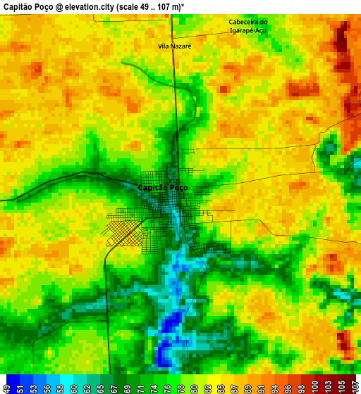 Capitão Poço elevation map