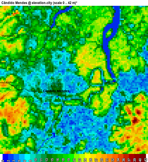 Cândido Mendes elevation map