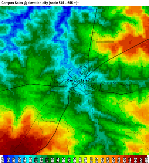 Campos Sales elevation map