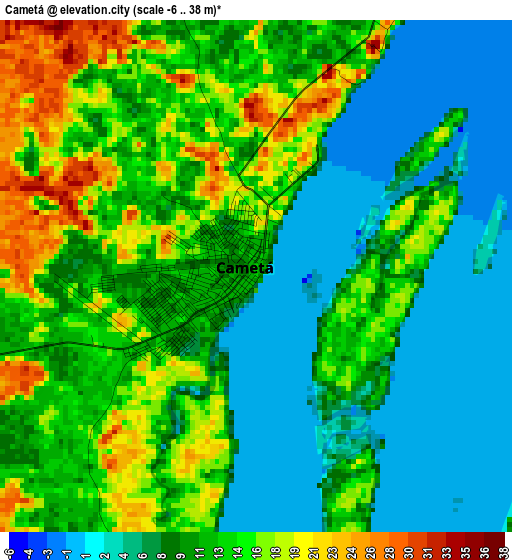 Cametá elevation map