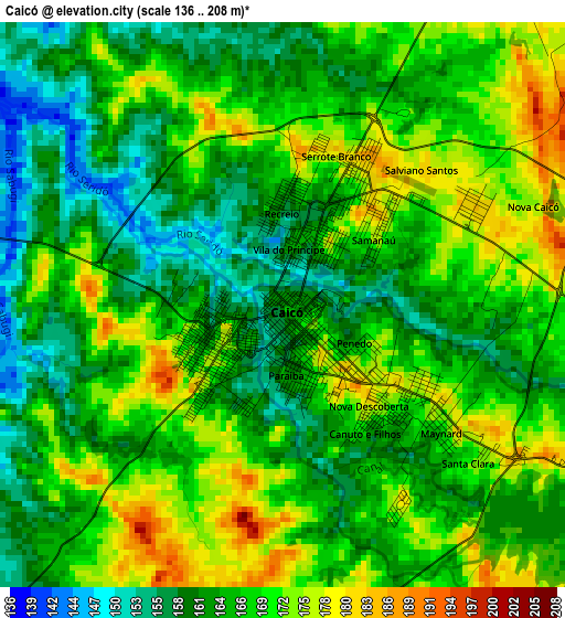 Caicó elevation map