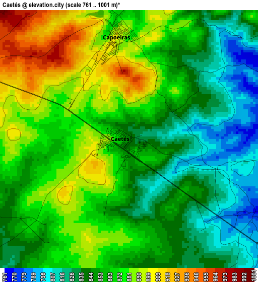 Caetés elevation map
