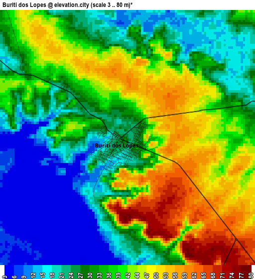 Buriti dos Lopes elevation map