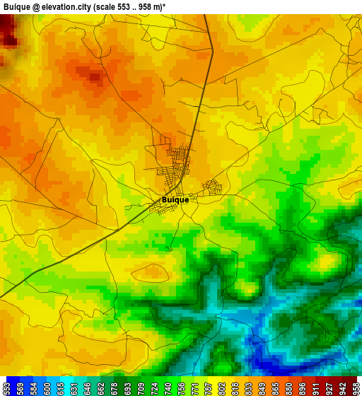 Buíque elevation map