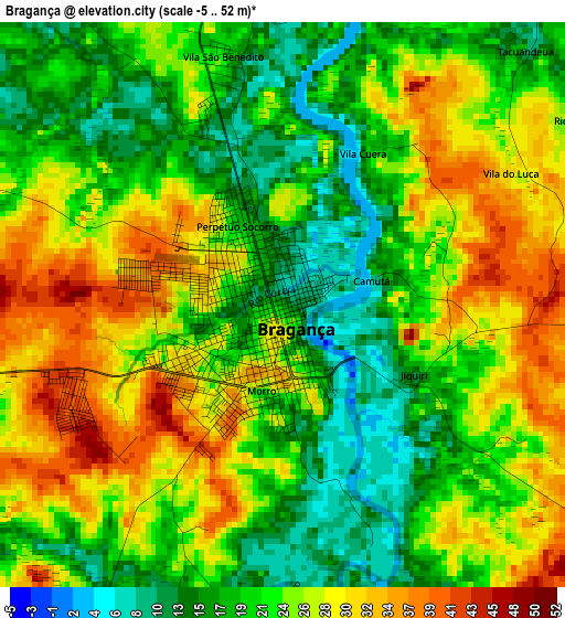 Bragança elevation map