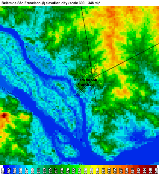 Belém de São Francisco elevation map