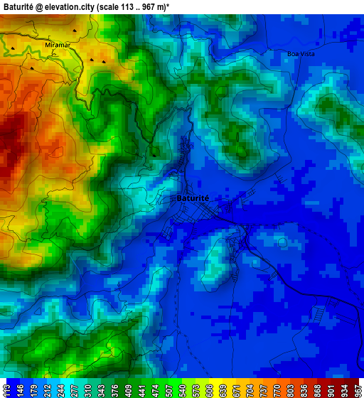 Baturité elevation map