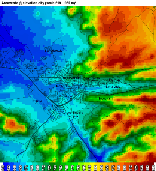 Arcoverde elevation map