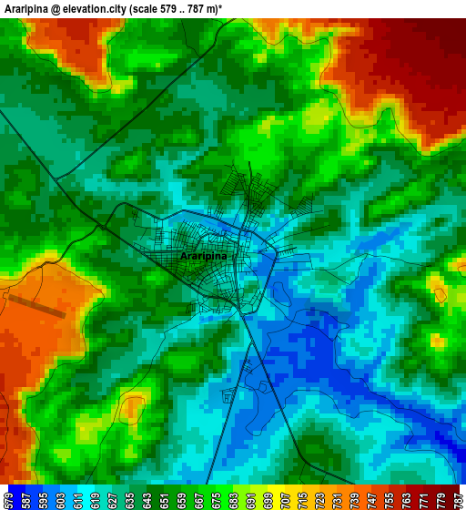 Araripina elevation map