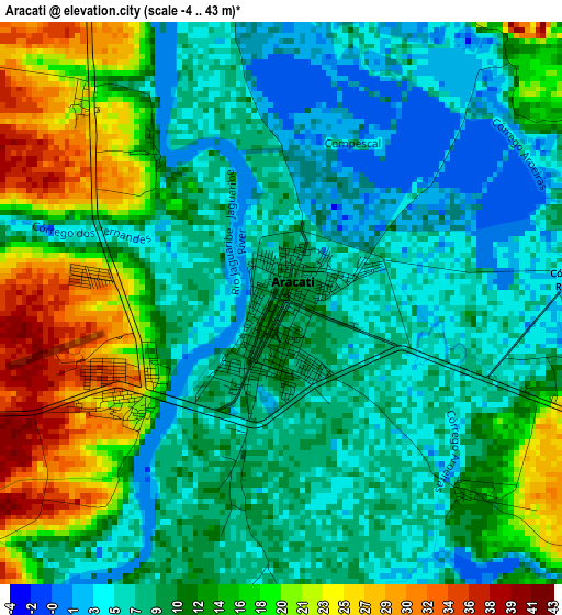 Aracati elevation map