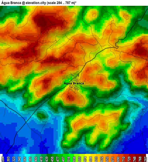 Água Branca elevation map