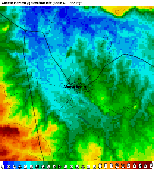 Afonso Bezerra elevation map