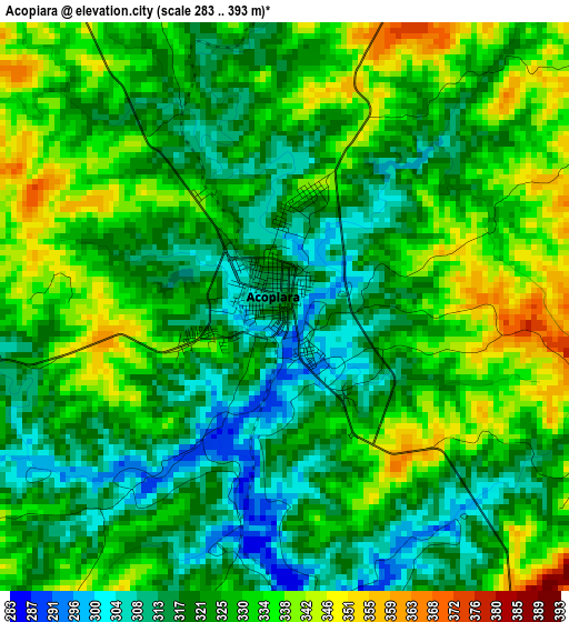 Acopiara elevation map