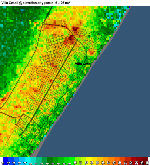 Villa Gesell elevation map