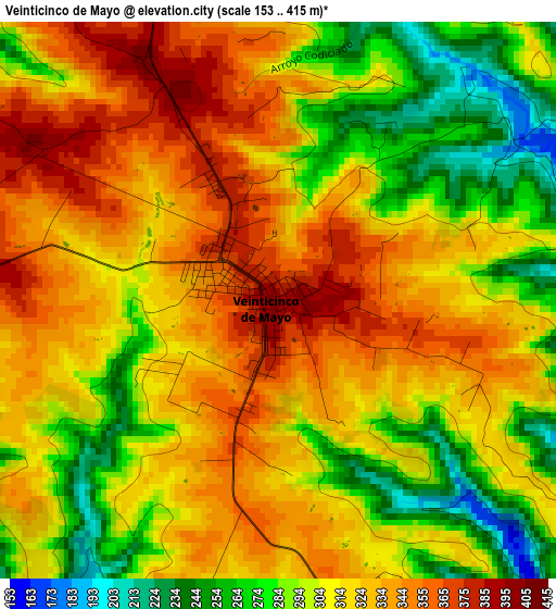 Veinticinco de Mayo elevation map