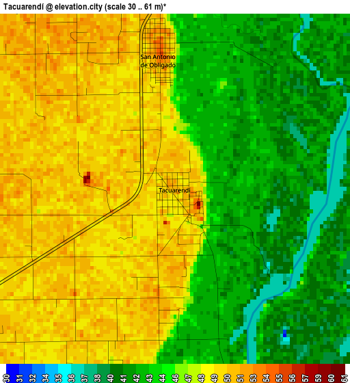 Tacuarendí elevation map