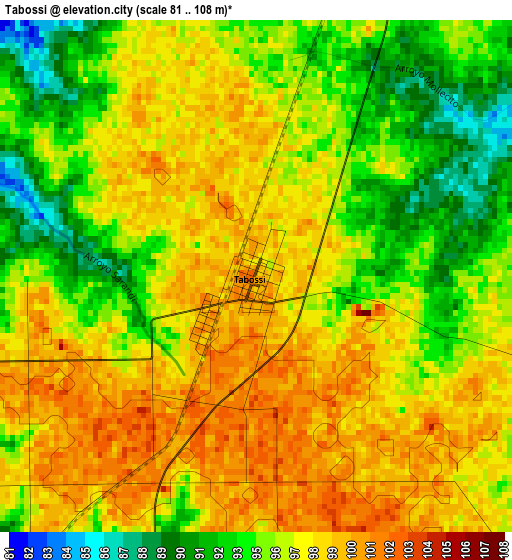 Tabossi elevation map