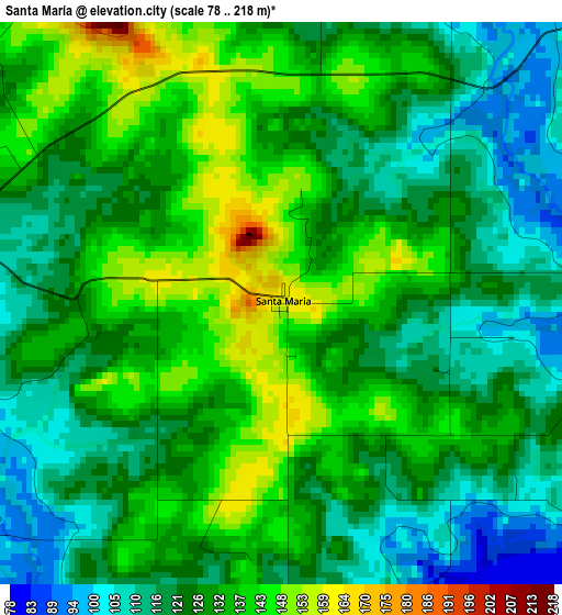 Santa María elevation map