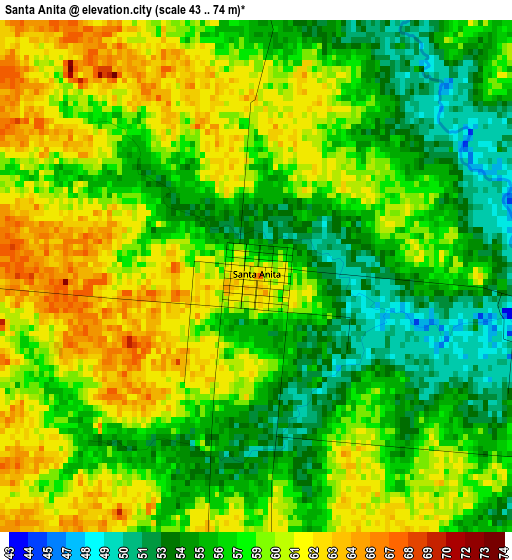 Santa Anita elevation map