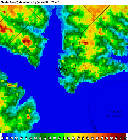 Santa Ana elevation map