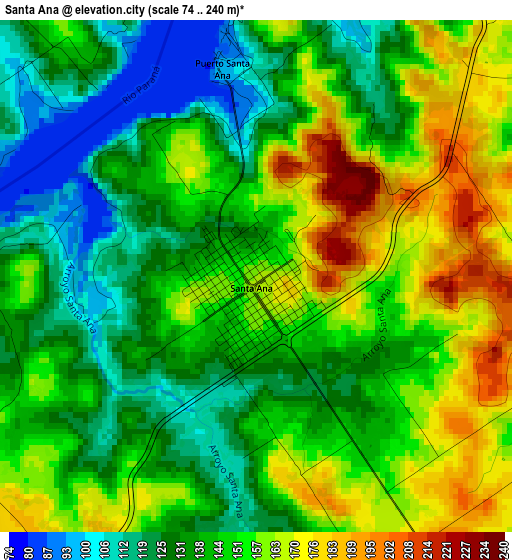 Santa Ana elevation map