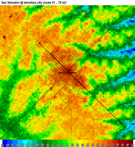 San Salvador elevation map