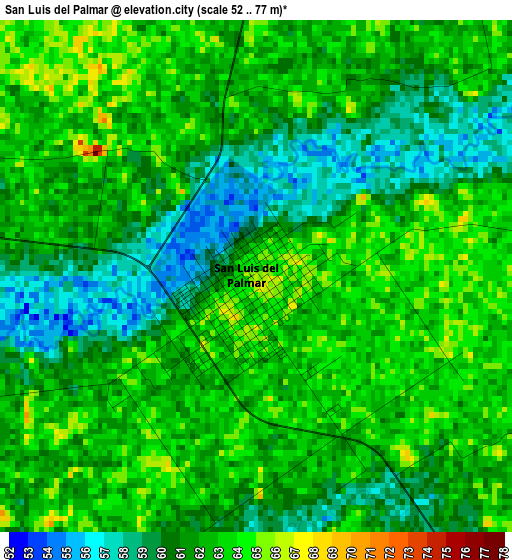 San Luis del Palmar elevation map