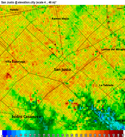 San Justo elevation map