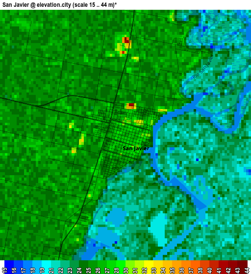 San Javier elevation map