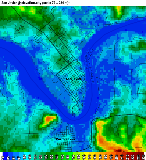 San Javier elevation map
