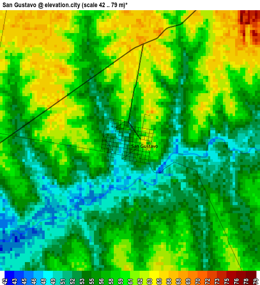 San Gustavo elevation map