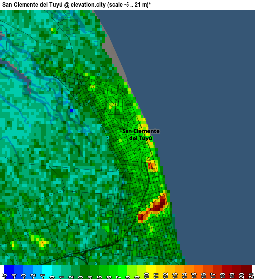 San Clemente del Tuyú elevation map