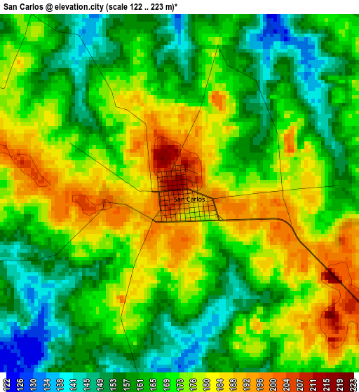 San Carlos elevation map