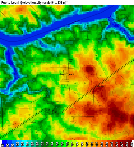Puerto Leoni elevation map