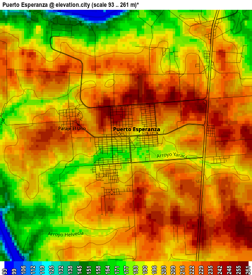 Puerto Esperanza elevation map