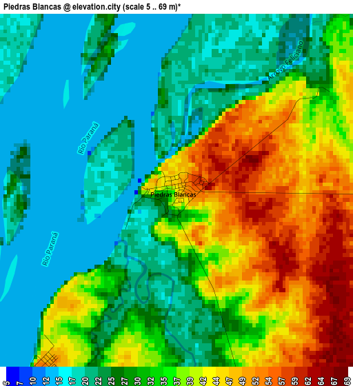 Piedras Blancas elevation map