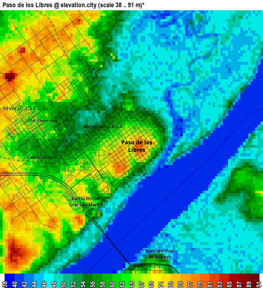 Paso de los Libres elevation map
