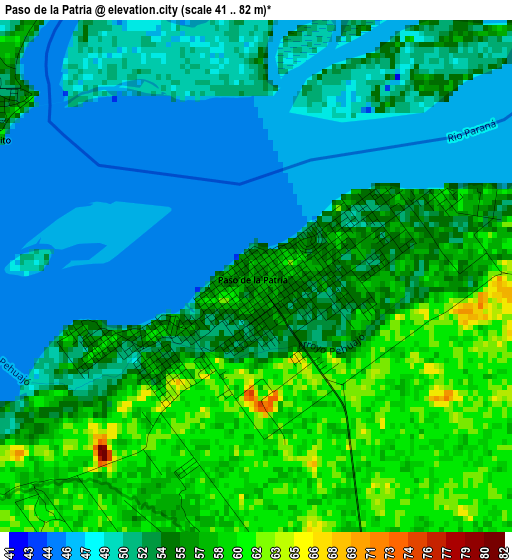 Paso de la Patria elevation map