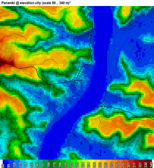 Panambí elevation map