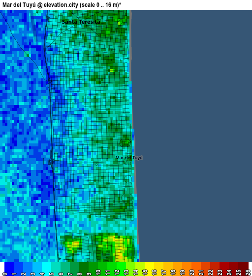 Mar del Tuyú elevation map