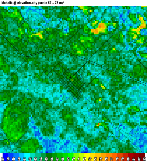 Makallé elevation map