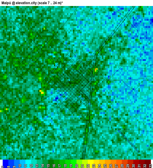 Maipú elevation map