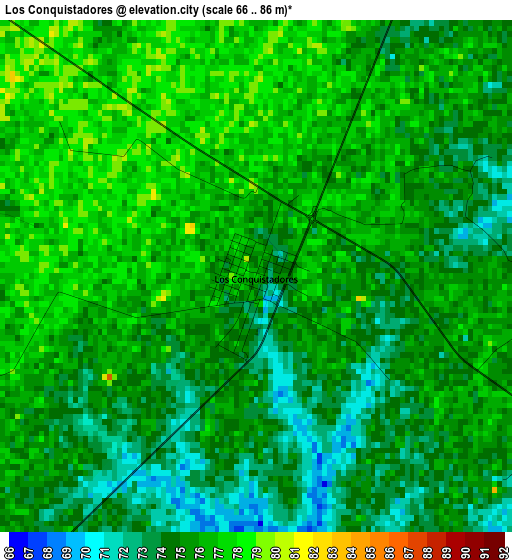 Los Conquistadores elevation map