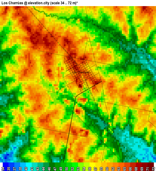 Los Charrúas elevation map