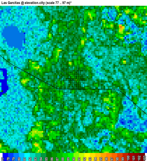 Las Garcitas elevation map