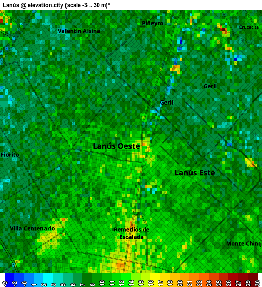 Lanús elevation map